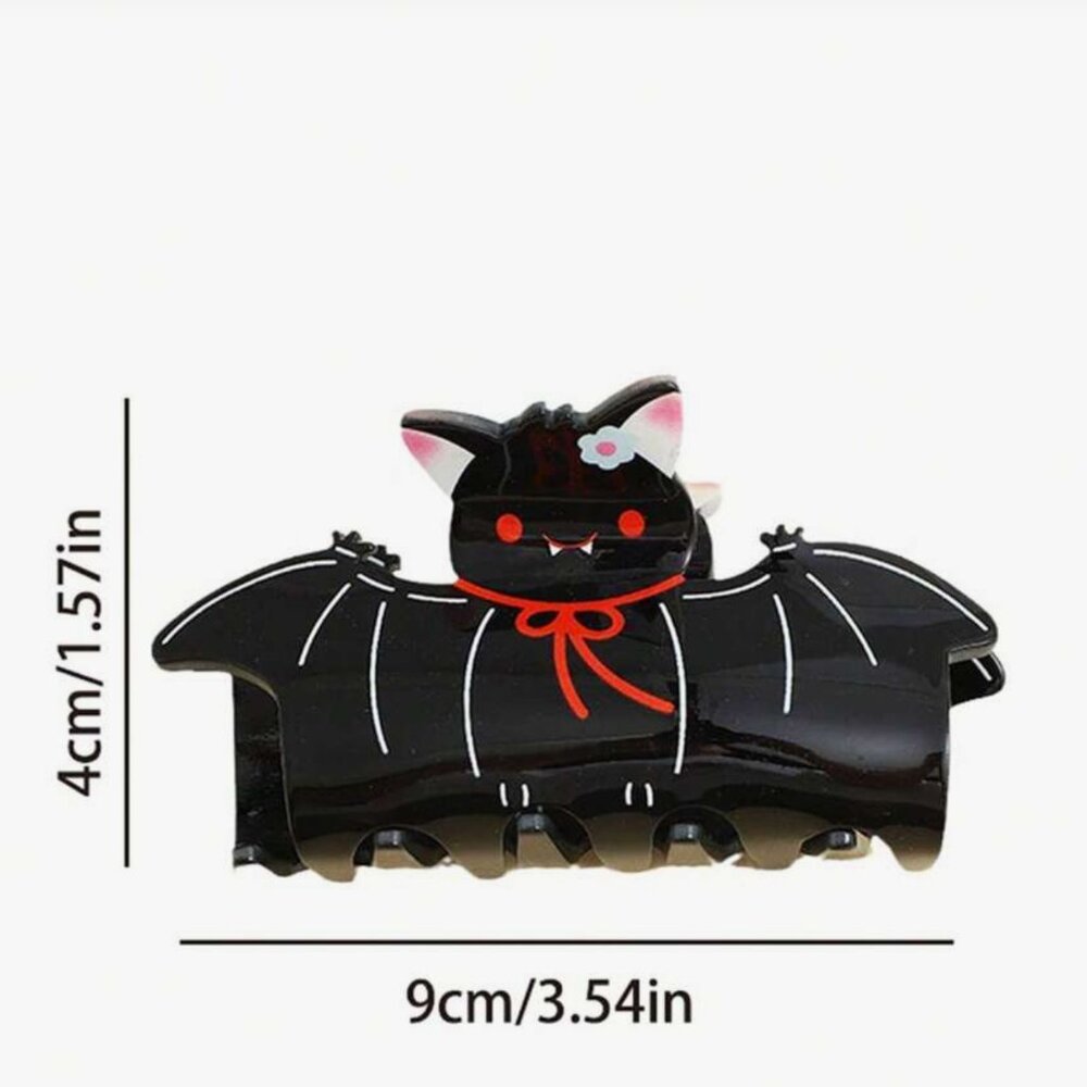 Pre-Packaged Cute Bat Claw Clip | Halloween Hair Accessory 3.54" x 1.57" - Picture 2 of 5